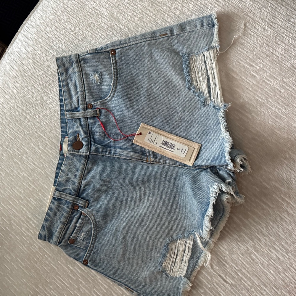 Alice + Olivia Blue Distressed Jean Shorts